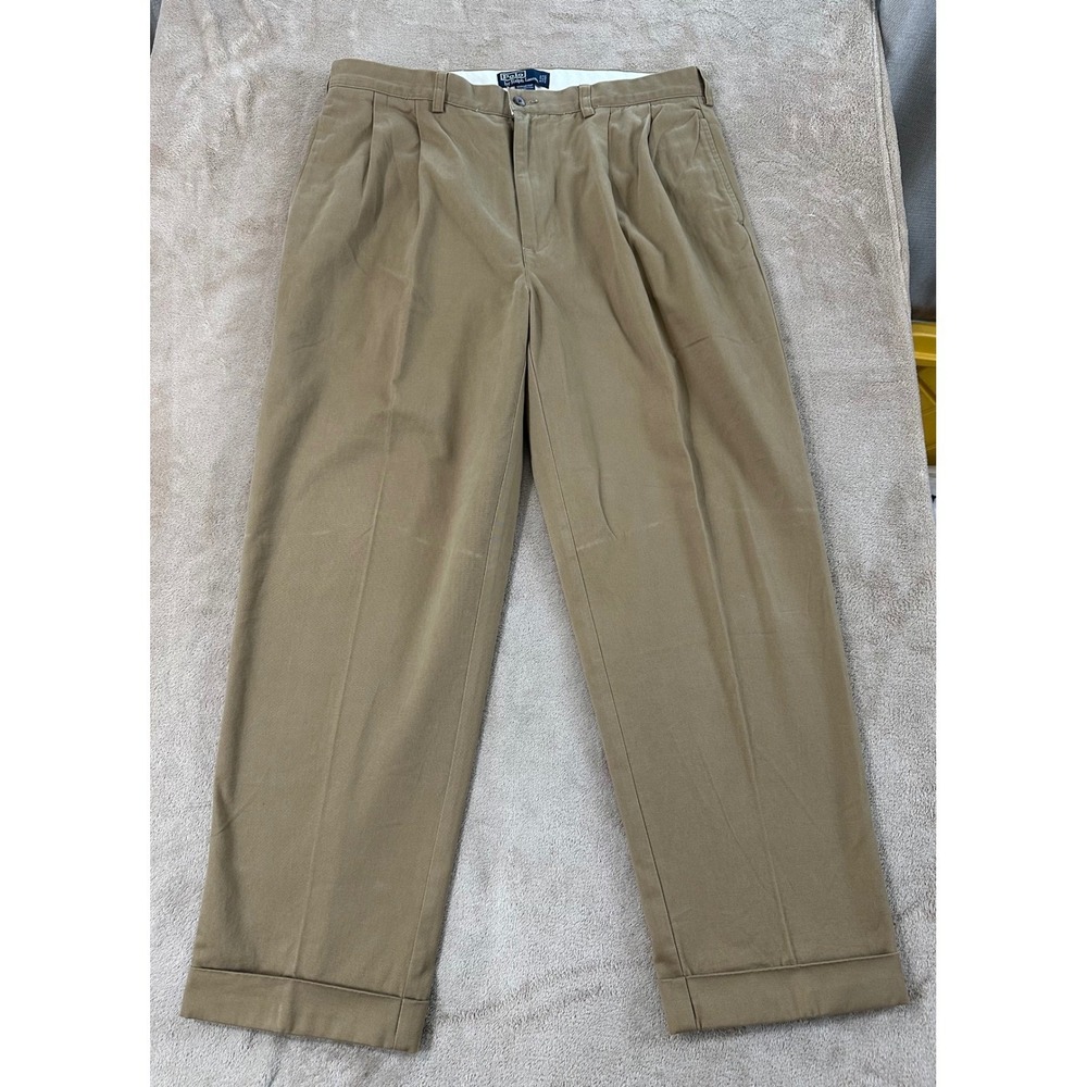 Vintage Polo Ralph Lauren Andrew Pants Mens Size 38/30 Beige Chino Style